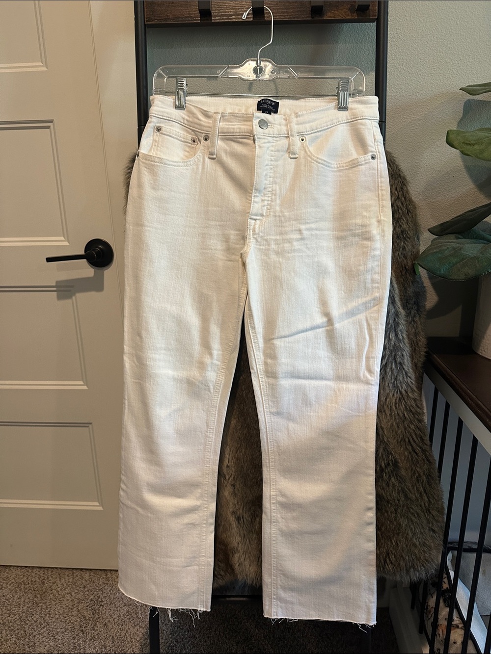 J. Crew Off-White Mid-Rise Flare Crop Jeans